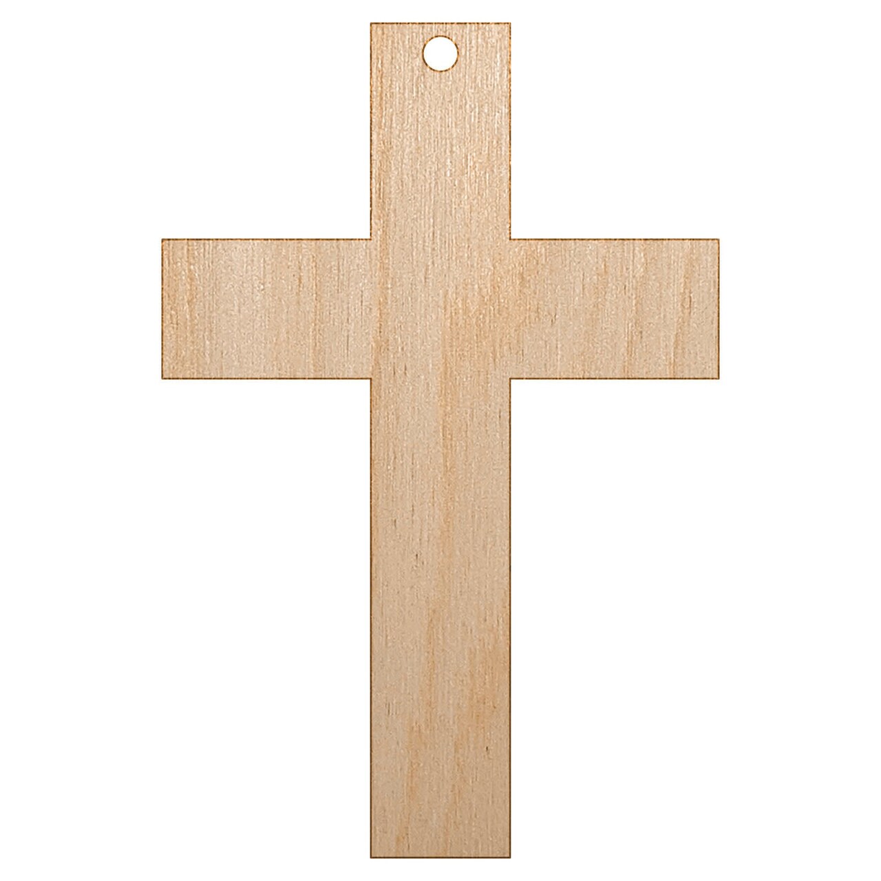 Cross Christian Church Religion Unfinished Craft Wood Holiday Christmas Tree DIY Pre-Drilled Ornament
